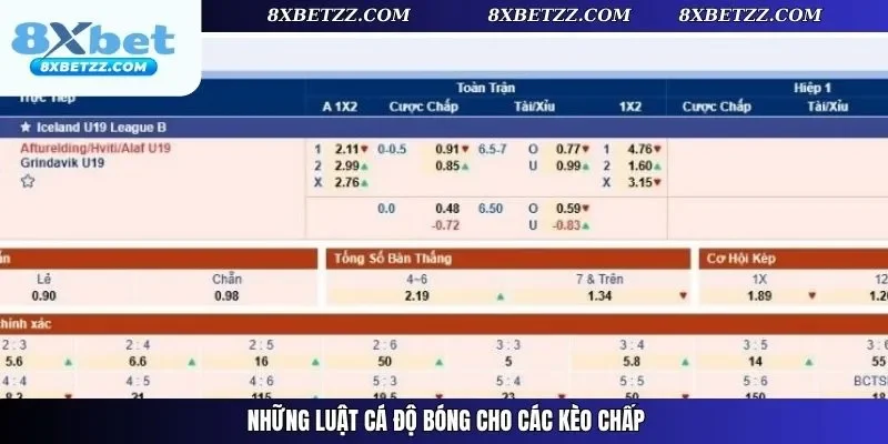 Những luật cá độ bóng cho các kèo chấp